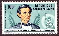 Abraham Lincoln Airmail Stamp Central Africa, 1965